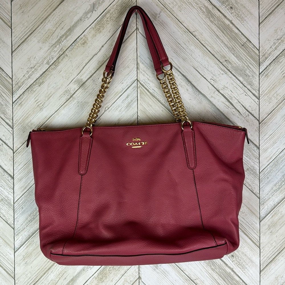 COACH Ava City Gallery Metro Tote Shoulder Bag Chain Handbag Pink Tea Ro…